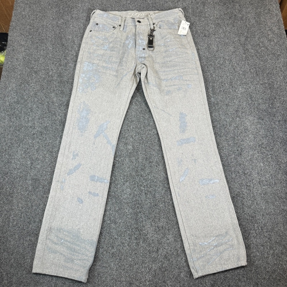 PRPS Demon Straight Fit Jeans Mens 31x33‎ Gray Paint Splatter Premium Denim NWT